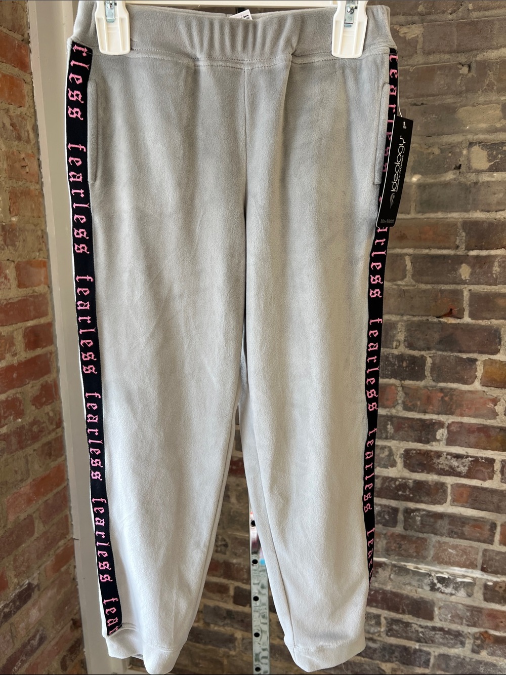 Ideology Light Gray Joggers with Black & Pink Side Tape